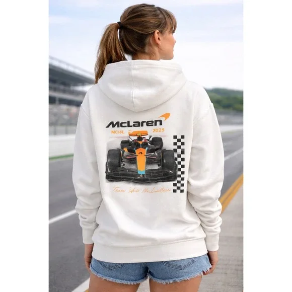 Hollister McLaren Formula 1 Team Hoodie White MCL60 2023 Graphic Mens XS - Picture 1 of 8